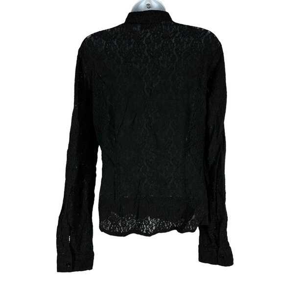 New York & Company Black Lace Button-Down Blouse Size Medium - Picture 2 of 5